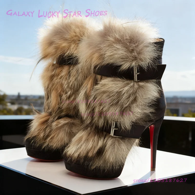 طويل البني العجل الأحذية السوداء الجلد المدبوغ الكاكي مشبك الأحمر الخنجر الكعوب منصة أحذية الشتاء غير رسمية الفتيات أحذية مكشكشة مطوي عادية