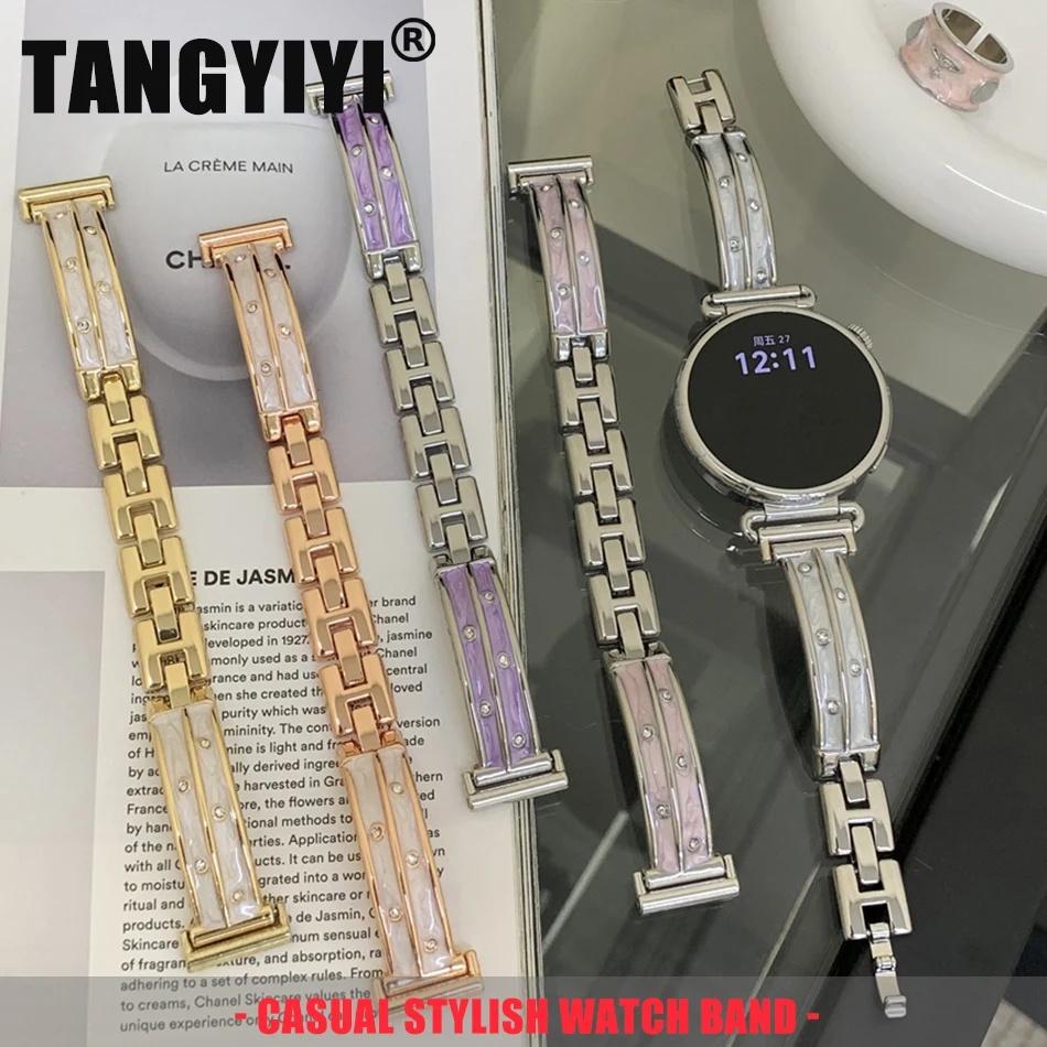 

18/20/22MM Watch Band For Samsung Galaxy Watch 8/7/4 6 Classic 5 Pro Diamond Epoxy Resin Metal Bracelet Strap For Amazfit GTS