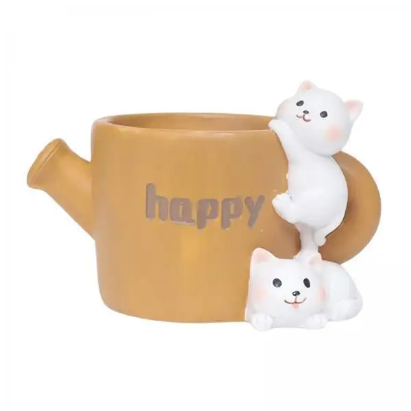 4xCute Animal Succulent Planter Flower Pot Mini for Desk Indoor Outdoor Home happy cat