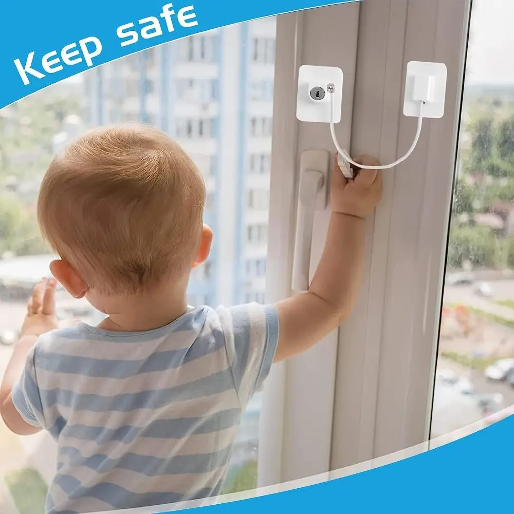 Door Lock Self Adhesive Window Cable Restrictor Lock Window Safety Lock Unisex Safety Cable Lock  Window Restrictors
