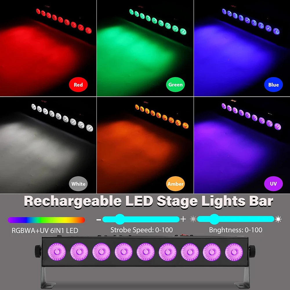 2 шт./лот 9x18 Вт светодиодные RGBWA + УФ перезаряжаемые сценические светильники бар DJ огни встроенный аккумулятор 5200 мАч пульт дистанционного управления мытье настенные светильники