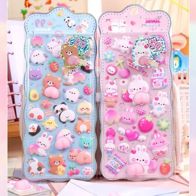 

Cute Puffy Stickers, Kawaii 3D Bubble Foam Sticker for Girls, Puff Squishies Bear Bunny Sticker for Phone Case Notebook DIY