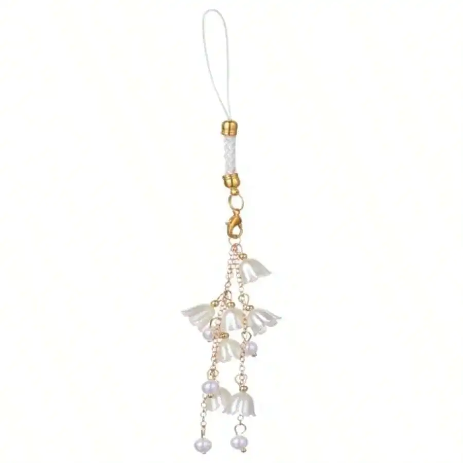 

White Floral Phone Charm Pendant For Mobile Phone Purse Keychain Bag Decoration