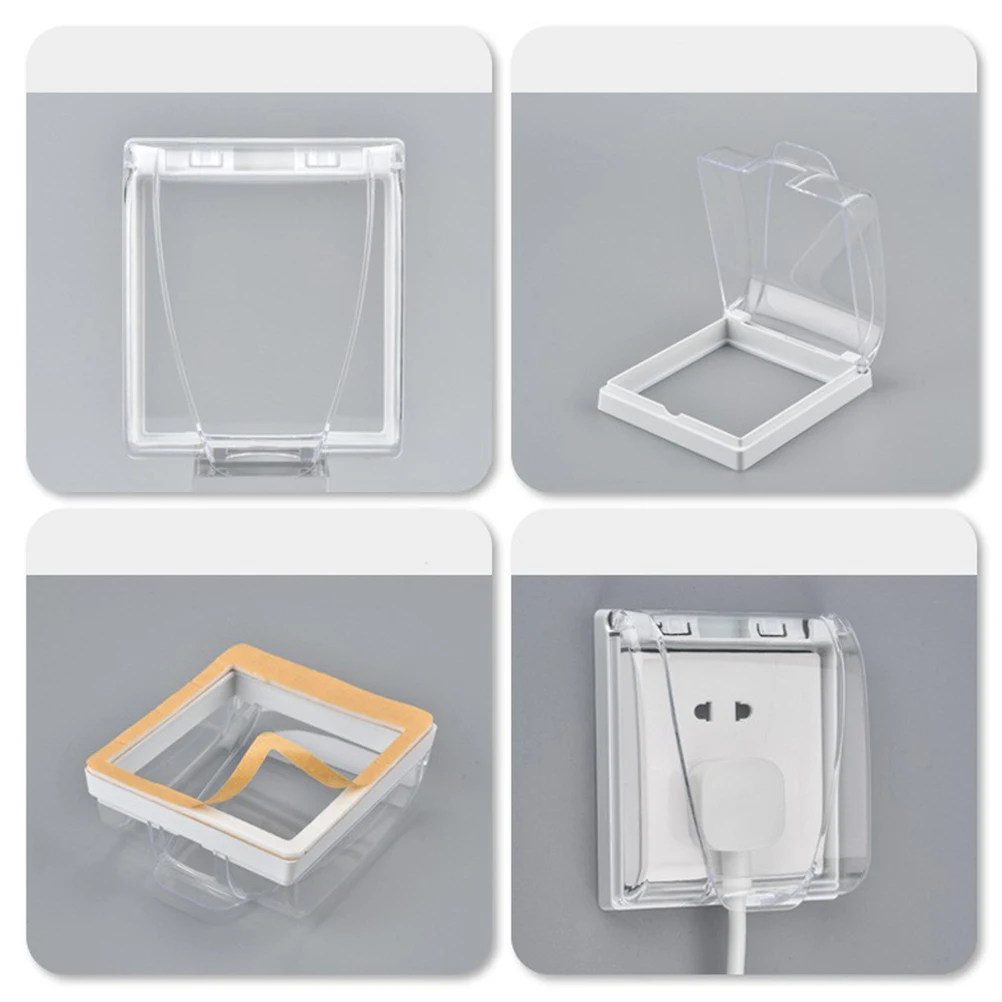 

4 шт., защитная коробка для переключателей с защитой от брызг на 90 градусов, прочный материал ПК, водонепроницаемый чехол для розетки, бытовая крышка, защита для стены