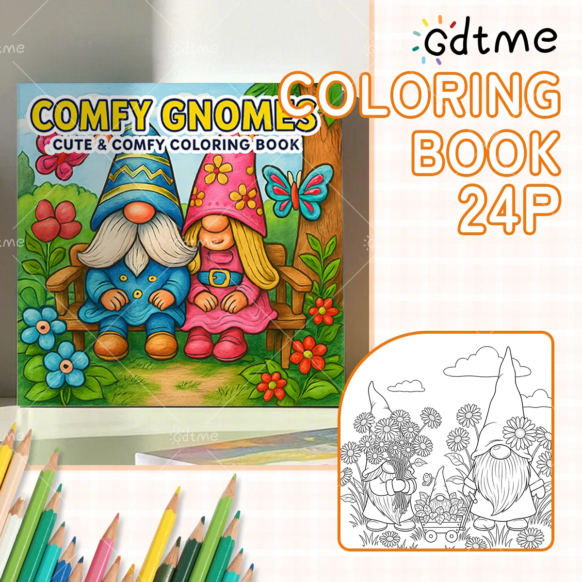 COMFY GNOMES: Malbuch für Erwachsene mit niedlichen, gemütlichen Alltagsaktivitäten zur Entspannung (gemütliche Räume zum Ausmalen) – Detail 2