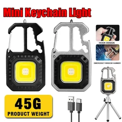 Super Bright Mini COB Keychain Portable Light Flashlight Charging Lamp Camping Lights with Magnet 6 Lighting Mode for Work Light