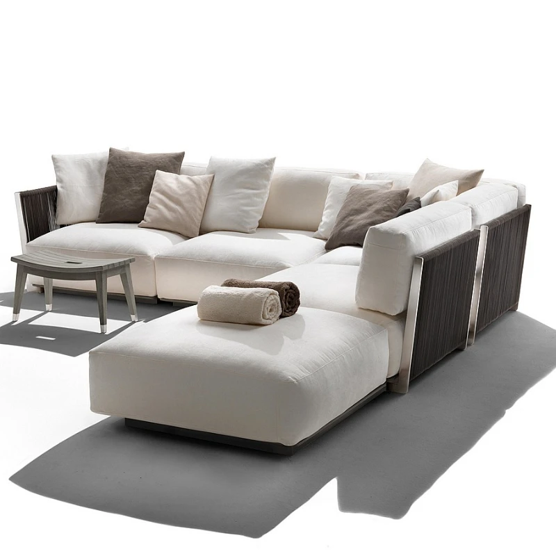 

Outdoor sofa courtyard stainless steel casual simple rattan open-air rain and sun protection combination