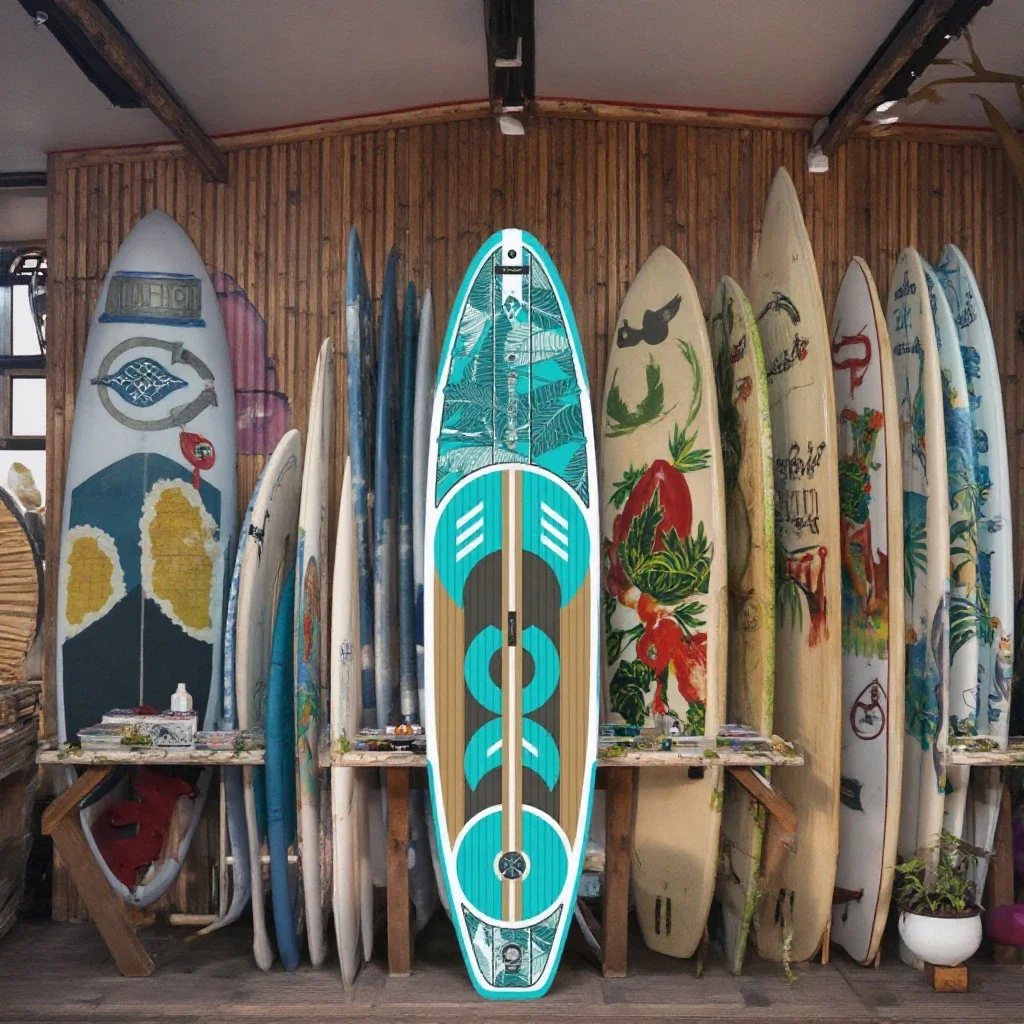 

Прямые продажи с фабрики Moon Shadow Series, двухслойная стоячая противоскользящая надувная доска для серфинга с деревянным зерном