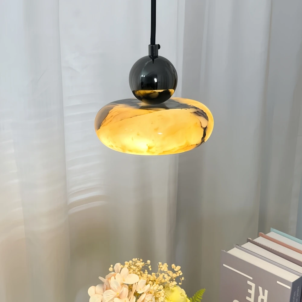 

Nordic Marble Pendant Light for Restaurant Bar Chrome Bedside Lamp D15cm Designer Corridor Study Hanging Lamp