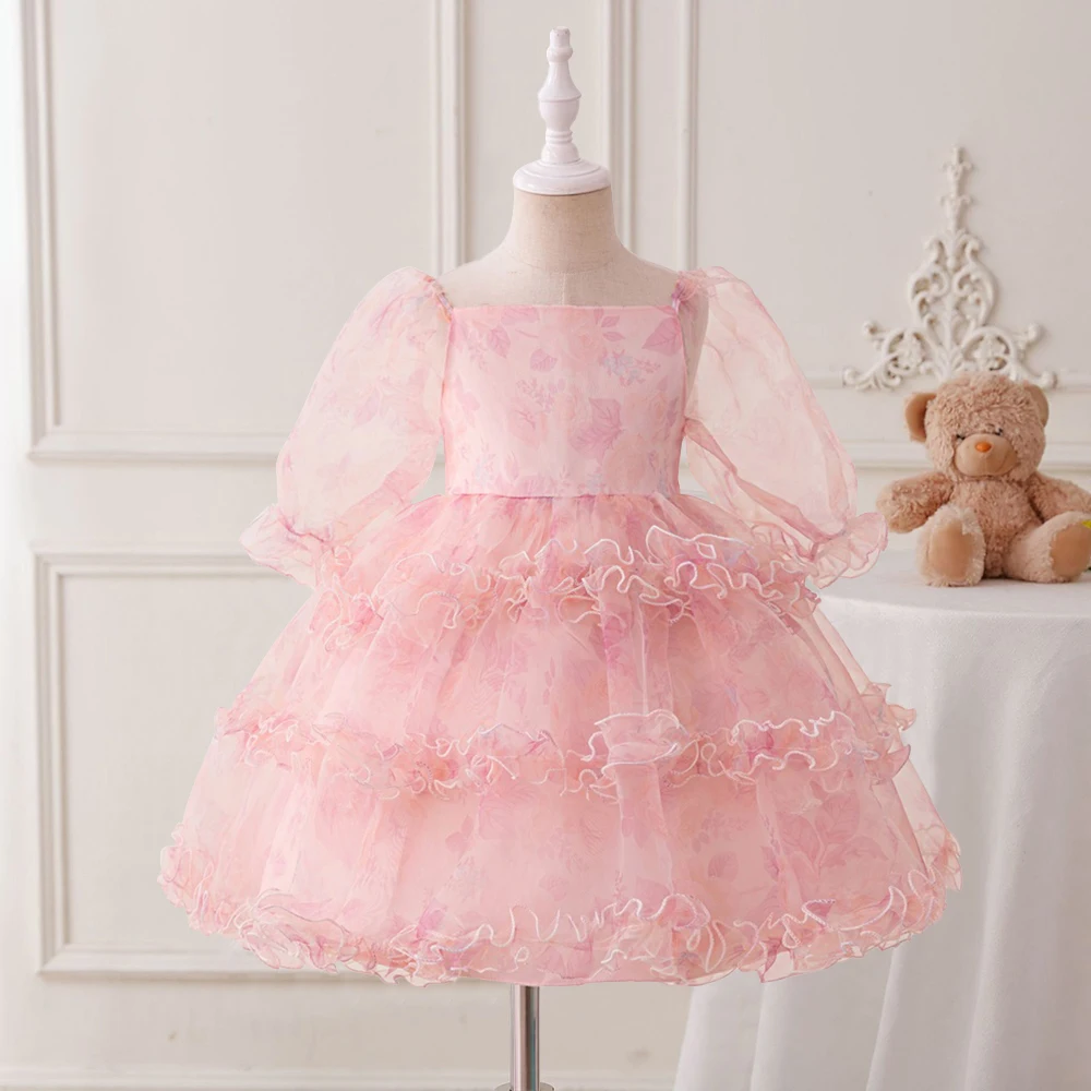 

Summer Half Sleeve Princess Dress For Girl Children Costume Flower Party Birthday Tutu Dresses Girls Clothes Wedding Gown 3-8Y