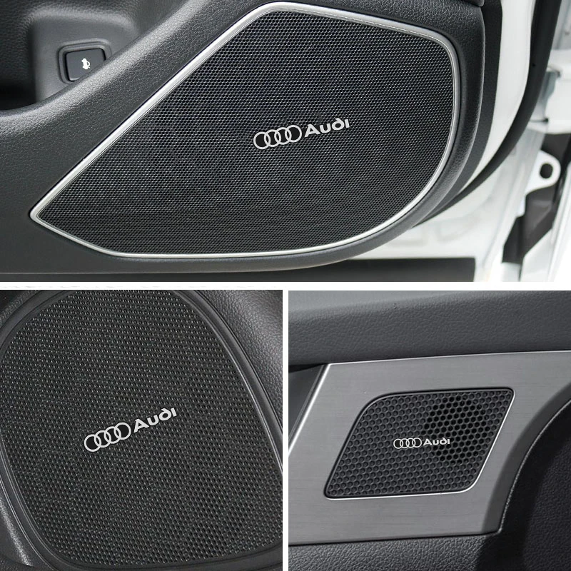 2/4Pcs 3D Aluminum Car Audio Stereo Speaker Badge Emblem Sticker For Audi A1 A2 A3 A4 A5 A6 A7 A8 Q1 Q2 Q3 Q4 Q5 Q6 Q7 Q8 TT RS3