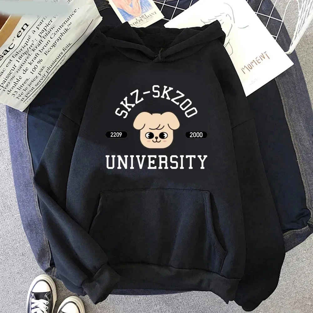 Cute Dog Graphic Sweatshirt Autumn Fashion Kpop Stray Women\'s Hoodie Loose Fleece Kawaii High Street Harajuku Winter Sweatshirt