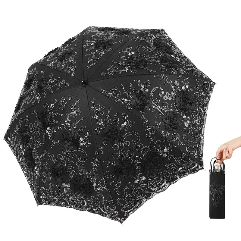 

Изысканный кружевной зонт от солнца и дождя для женщин, складной, с защитой от УФ-лучей, водонепроницаемый, ветрозащитный, подарок