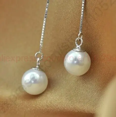 3 Colors High Quality Freshwater Pearl Beads 925 Sterling Silver Jewelry Earring Ear Thread Long Line Box Chain