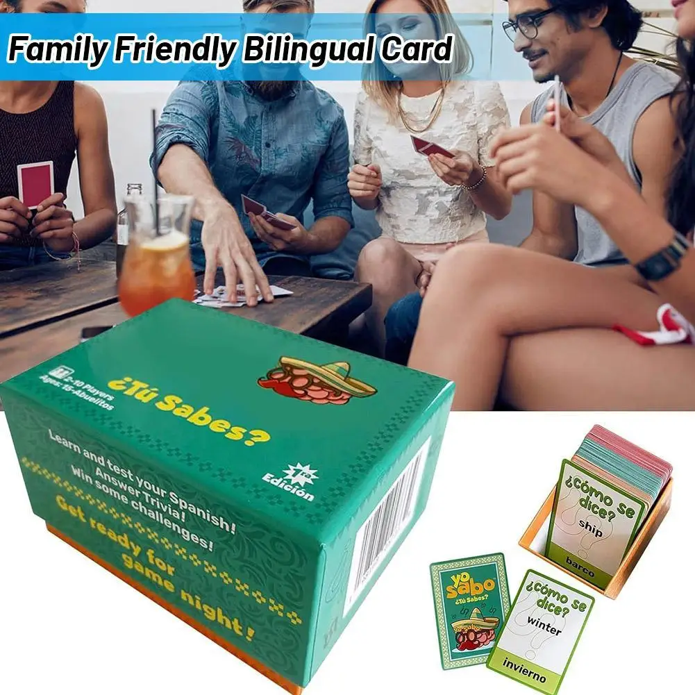 Gioco da tavolo con carte bilingue per la famiglia Carta bilingue adatta alla famiglia Vocabolario spagnolo Forniture per giochi espandibili