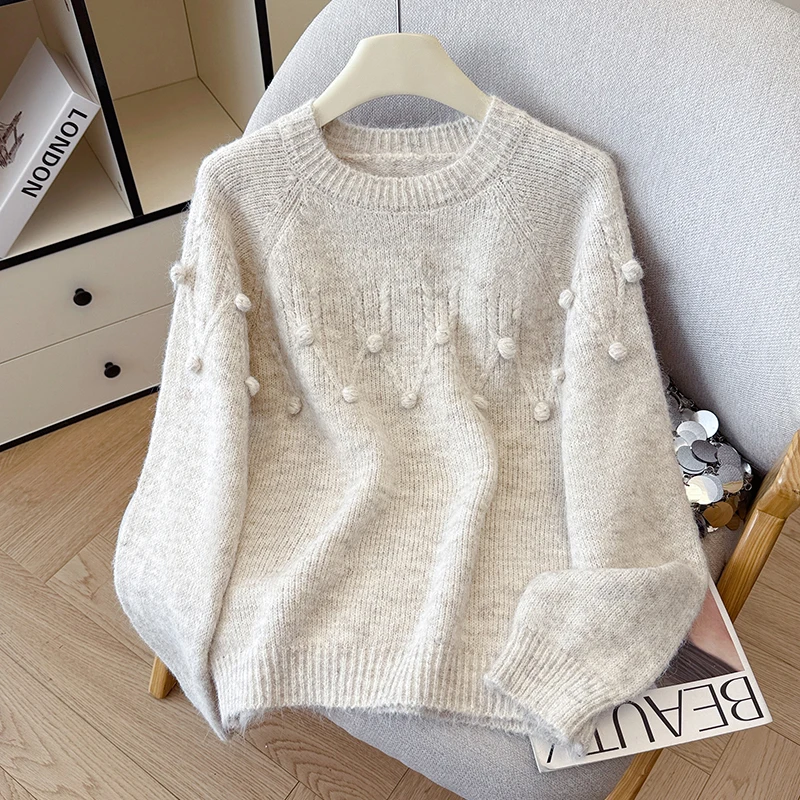

Seoulish Vintage Winter Women's Sweater Korean Style Chic Solid Color Round Neck Long Sleeve Knitted Pullovers 2025 New