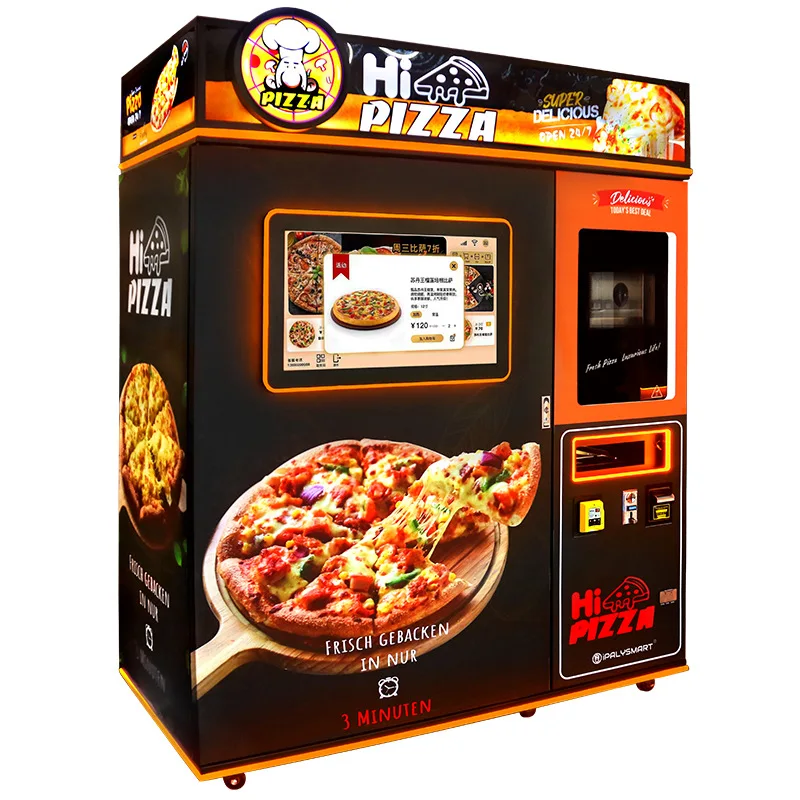 Máquina expendedora de pizza de calle con pantalla táctil inteligente, autoservicio de comida rápida, máquina expendedora de pizza completamente automática