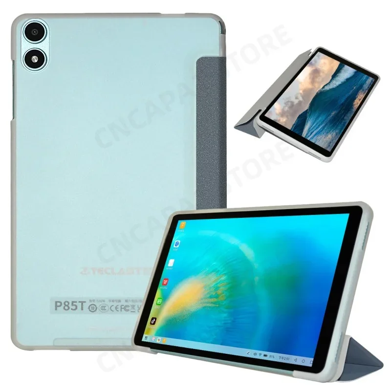 Teclast p85t用スリムタブレットケース,折りたたみ式PUレザースタンド,マットtpuバックシェル,2023, 8インチ