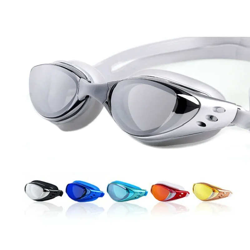 Electroplating Swimming Glasses Black Ash Waterproof Flat Diving Glasses Goggles Men Women  Anti-Fog Arena
