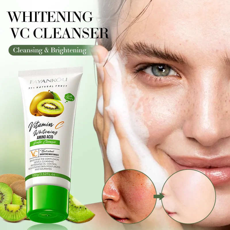 Facial Cleanser Deep Cleansing Whitening Oil Control Moisturizing Blackhead Removal Skin Care Face Wash Kiwi fruit Foam Cleanser