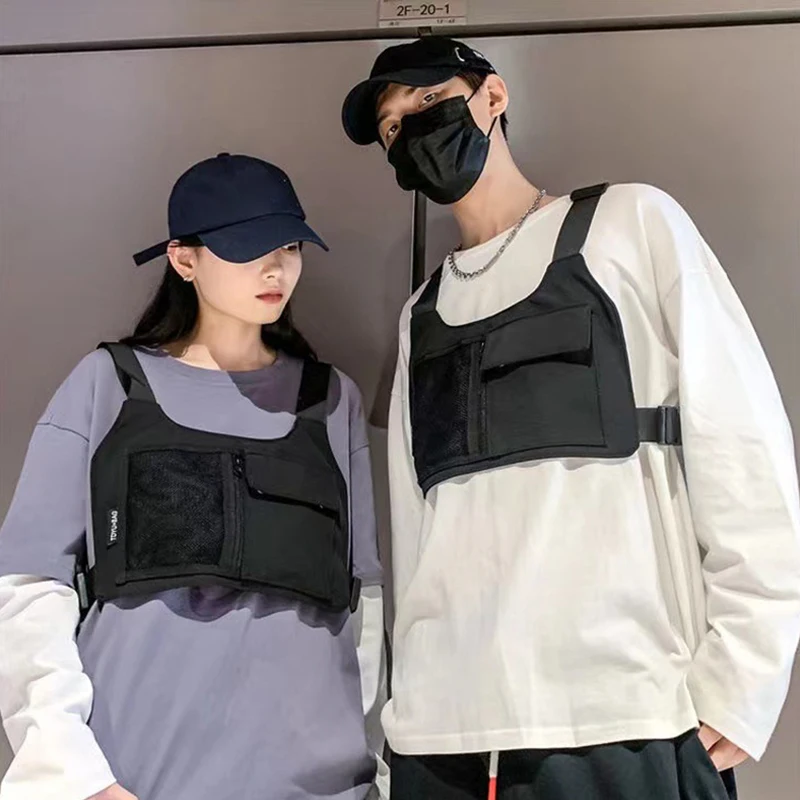 男性と女性のための多機能ショルダーバッグ,タクティカルチェストバッグ,シンプルな作業服,ヒップホップ