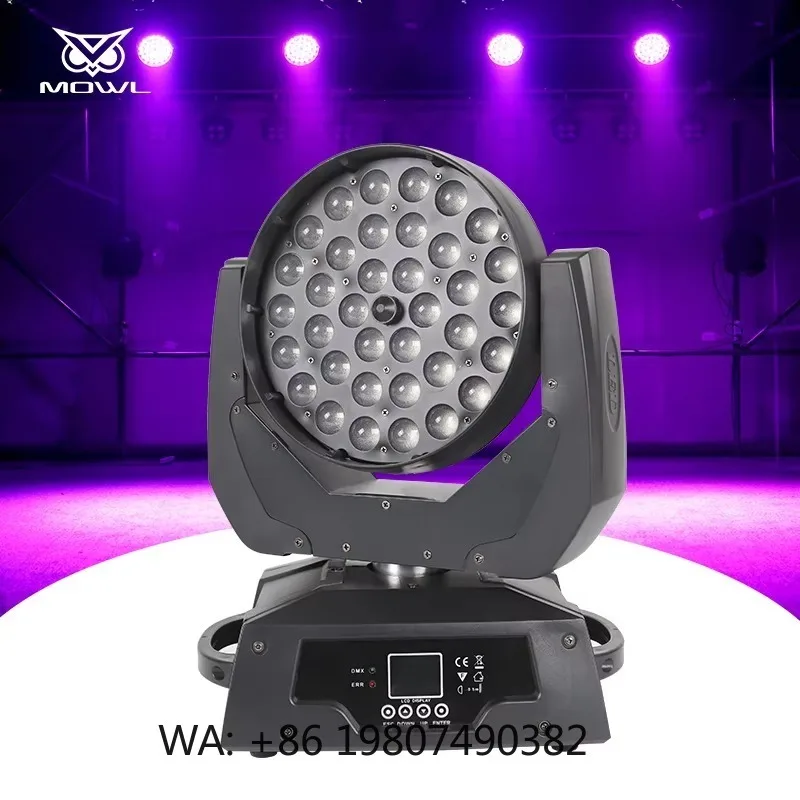 36x18W 6in1 RGBWA UV Zoom LED Wash Moving Head Projection Light DMX Control for Bar Disco Party Nightclub Stage