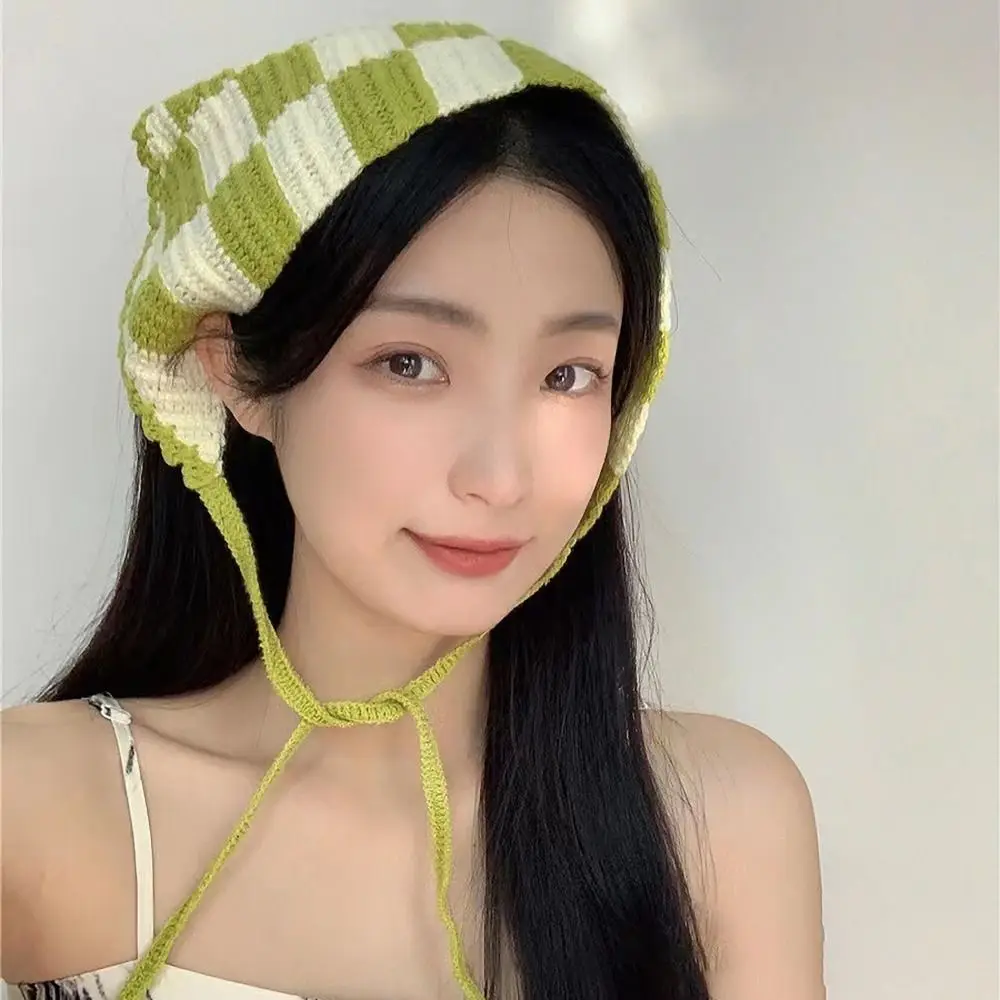 Fashion French Pastoral Style Triangle Headband Handmade Crochet Little Flower Headscarf Hat Knitted Headband Towel Girls