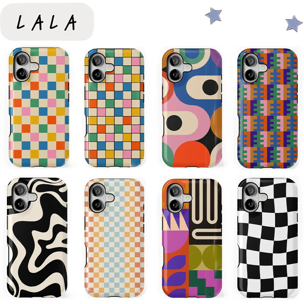 Stylish checkered pattern Phone Case for Samsung Galaxy S20 S23 S24 S25 S26 FE Plus Ultra Edge 4G 5G Luxury Double-layer Back