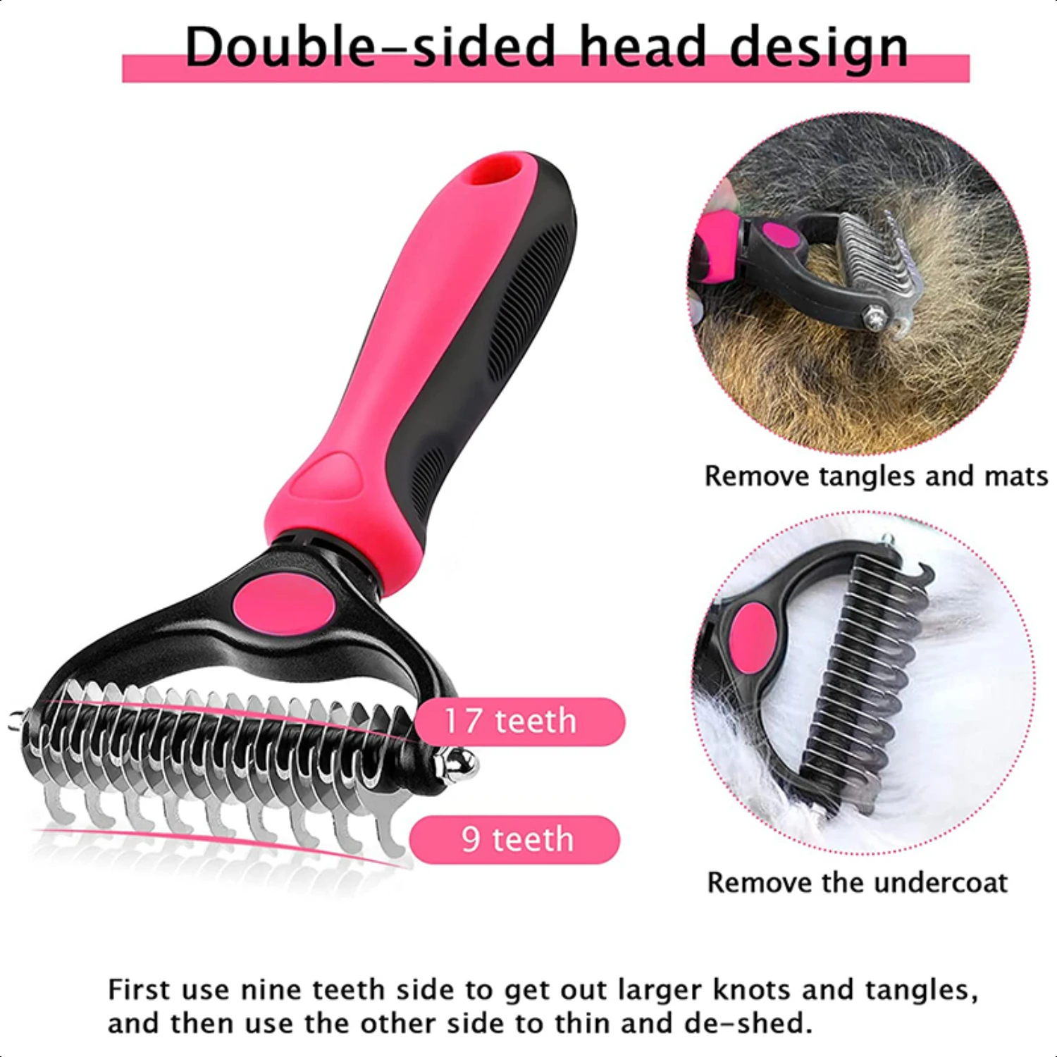 High-Quality Dual-Sided Professional Deshedding Brush for Cats and Dogs - Keep Your Furry Friend's Coat Healthy, Shiny, and Tang