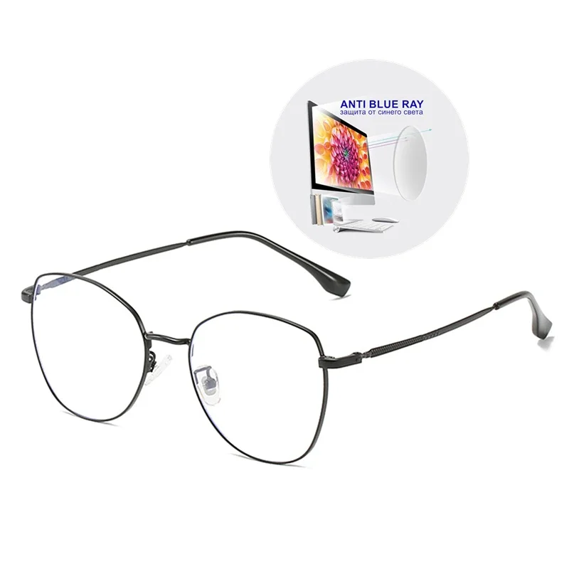 Myopia Prescription Glasses -0.5 to -10 Women Men Alloy Frame Blue Light Blocking Or Photochromic Nearsighted Eyeglasses F095