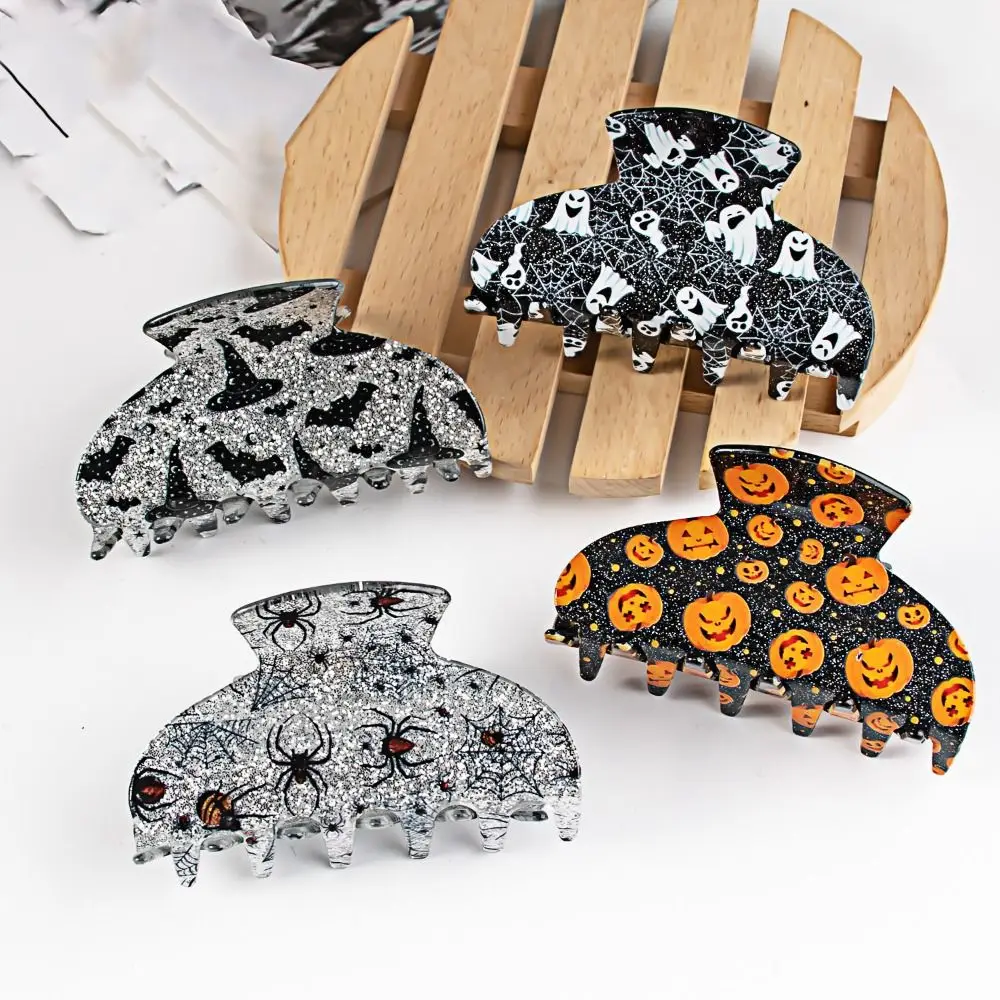 Creative Pumpkin Halloween Hair Claw Anti-slip Hair Crab Clip Ghost Headdress Geometry Spider Girls - view 4