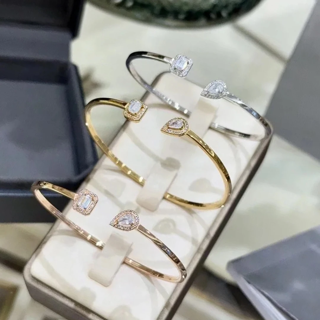 S925 Silver Luxury Jewelry Water Drop Series Women's Diamond Bracelet. Open Design Party Jewelry Accessories