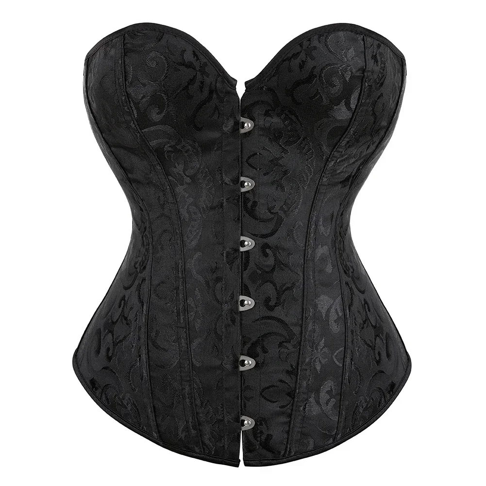 

Jacquard Corset Women Sexy Overbust Bustier Gothic Brocade Lace Up Boned Lingerie Vintage Victorian Tops Shapewear