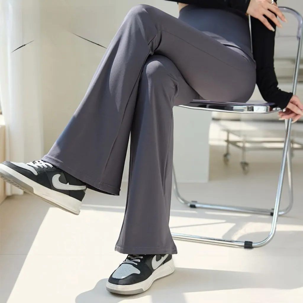

Women's High Waist Thin Outer Wear Pants Spring Summer Long Trousers Belly-Tucking Base Shark Flared Pants