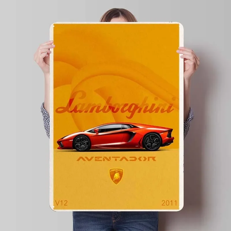 Lamborghini Aventador Metal Signs Classic Car Poster Bedroom Decoration Living Room Tinplate Sign for Garage Wall Art Decoration