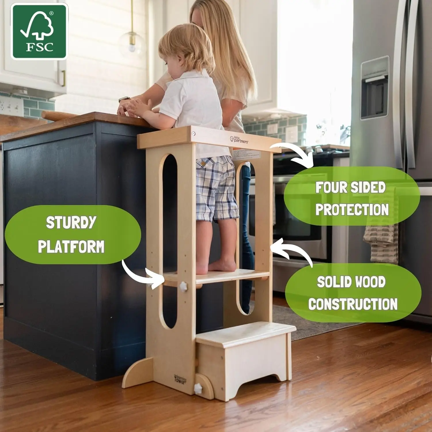 Learning Tower Toddler Foldable Step, Explore 'N Store Folding Toddler Montessori Kitchen for Cooking, 22.28