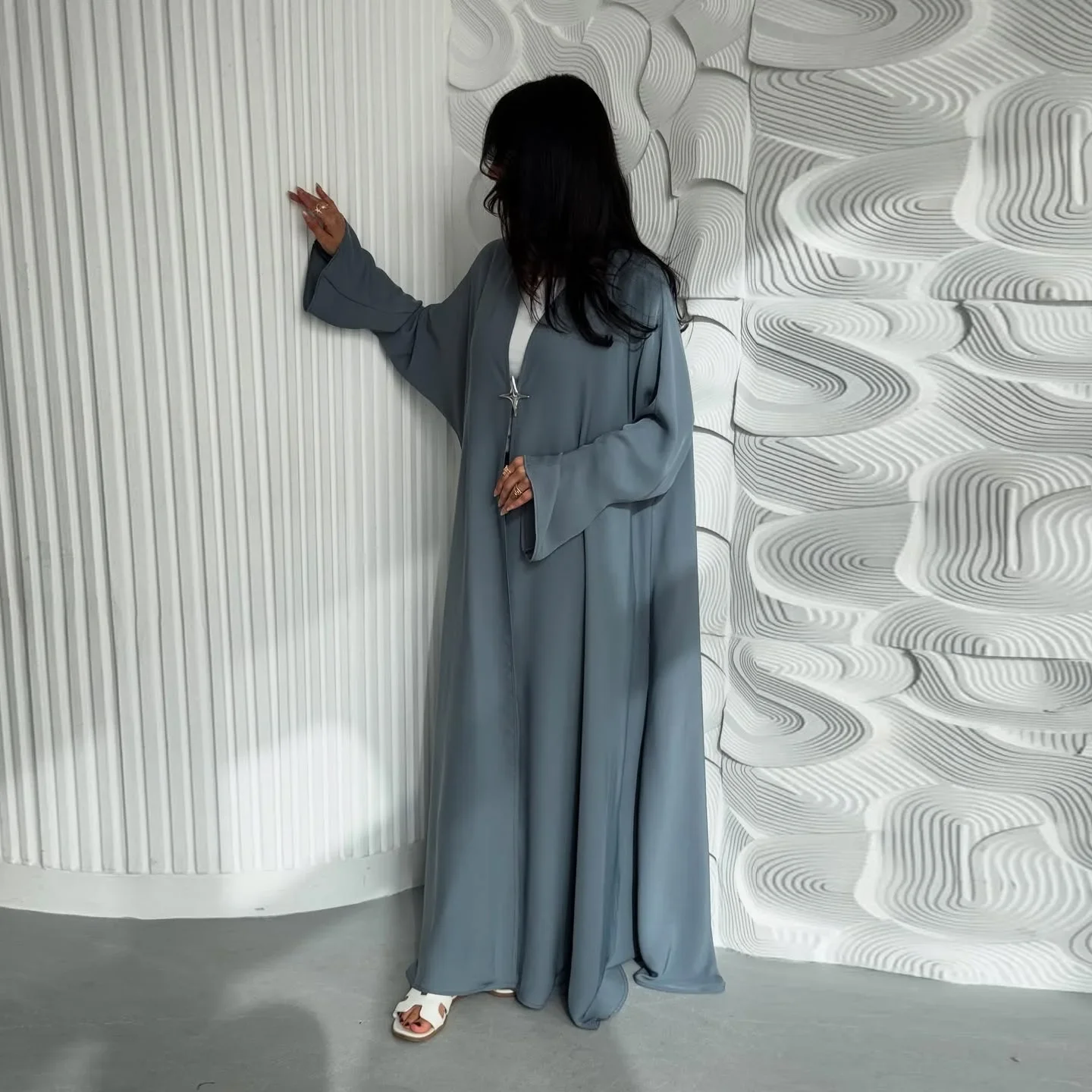 

Fashion Kimono Cardigan Dubai Abaya Modest Muslim Women Maxi Dress Turkey Kaftan Kebaya Jalabiya Caftan Marocain Femme Robe Gown
