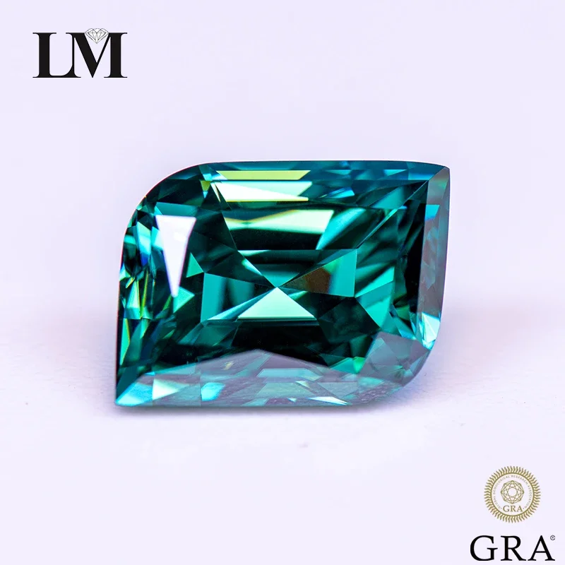 

Moissanite Stone Leaf Cut Emerald Green Natural Color with GRA Certificate, Sparkling Gem for Jewelry Making & Gifts