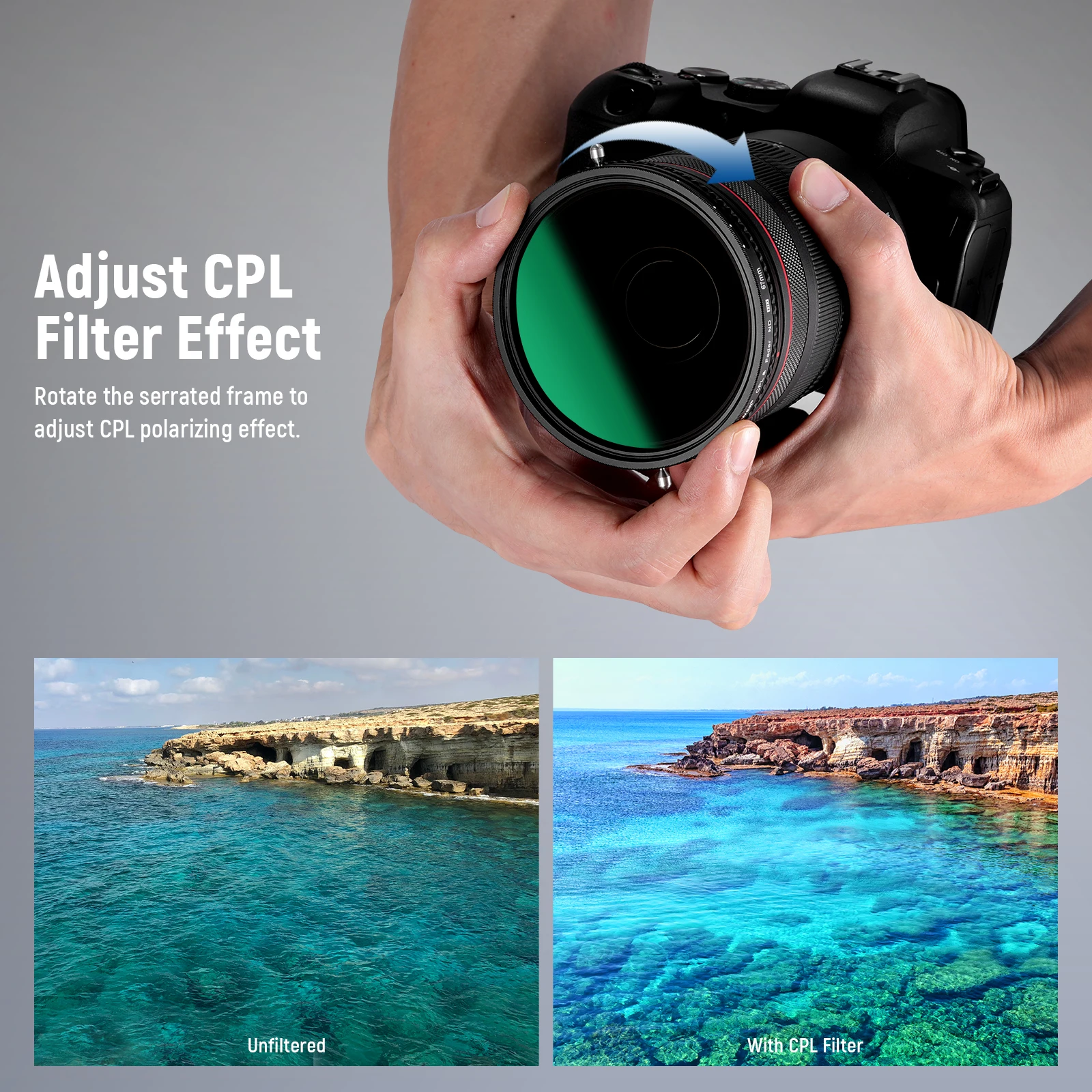 NEEWER 2-in-1 Variabler ND-Filter ND2–ND32 & CPL Zirkularer Polarisationsfilter Kein X-Kreuz / 30-Schicht Nano-Beschichtung / HD Optisches Glas – Detail 5