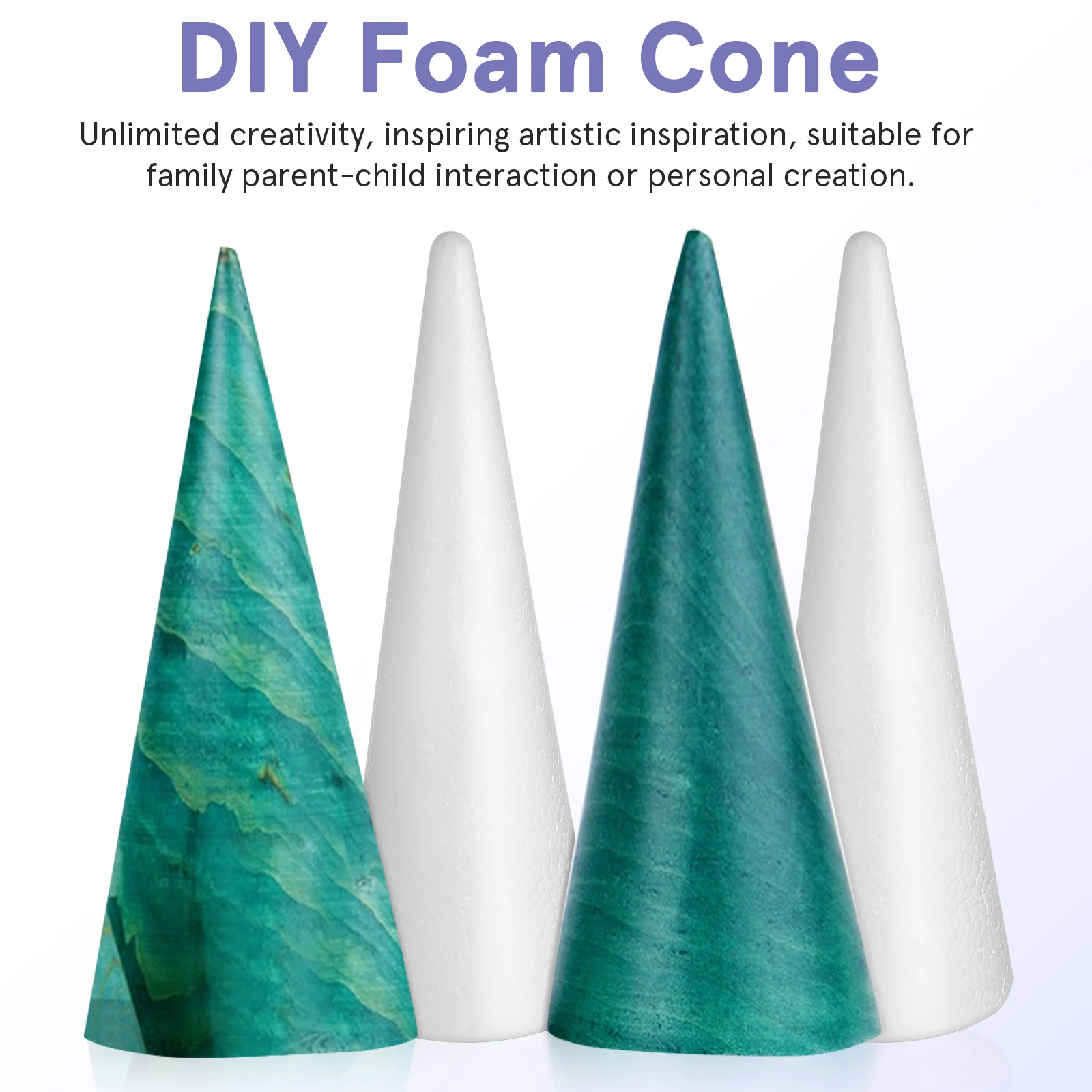 Foam Cone Shapes 2 Pcs for DIY Crafts Material Christmas Wedding Home Decoration School Projects