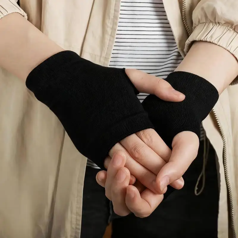 

Unisex Combed Cotton Fingerless Gloves Fingerless Finger Gloves Knitted Half-finger Gloves Student Writting Short Mitten Guantes