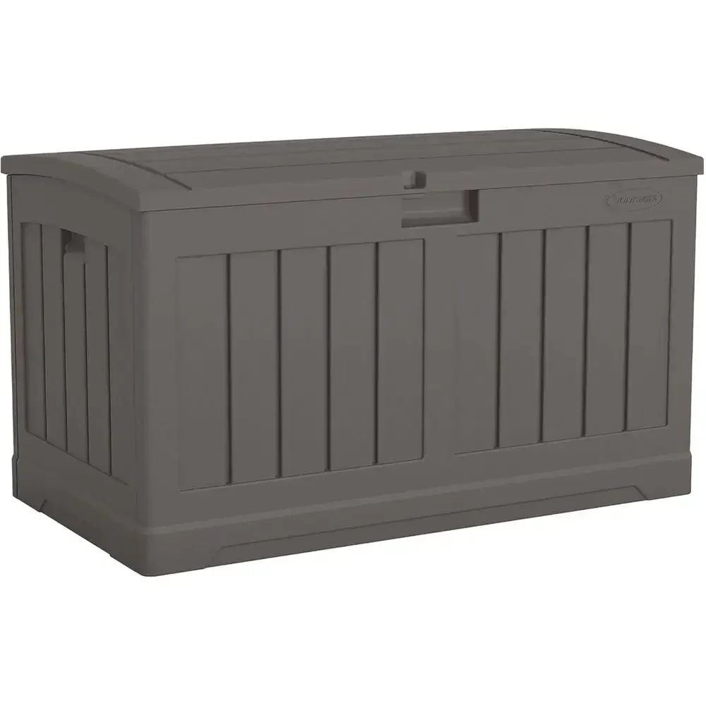 Weatherproof 50 Gallon Lockable Deck Storage Box for Outdoor and Garden Use, Gray