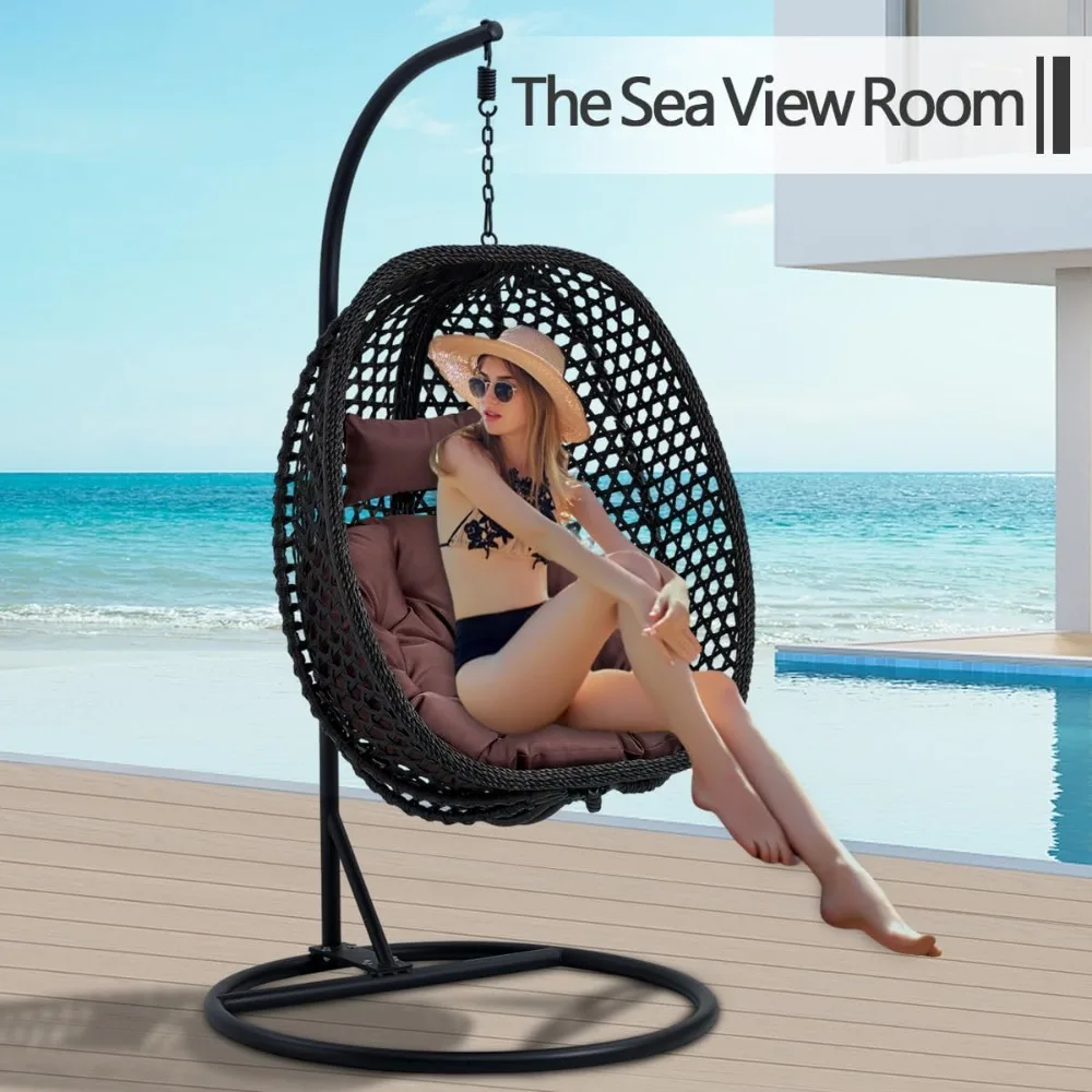 

Egg Swing Chair with Stand – Indoor/Outdoor Hanging Hammock Basket Chair, Aluminum Steel Frame