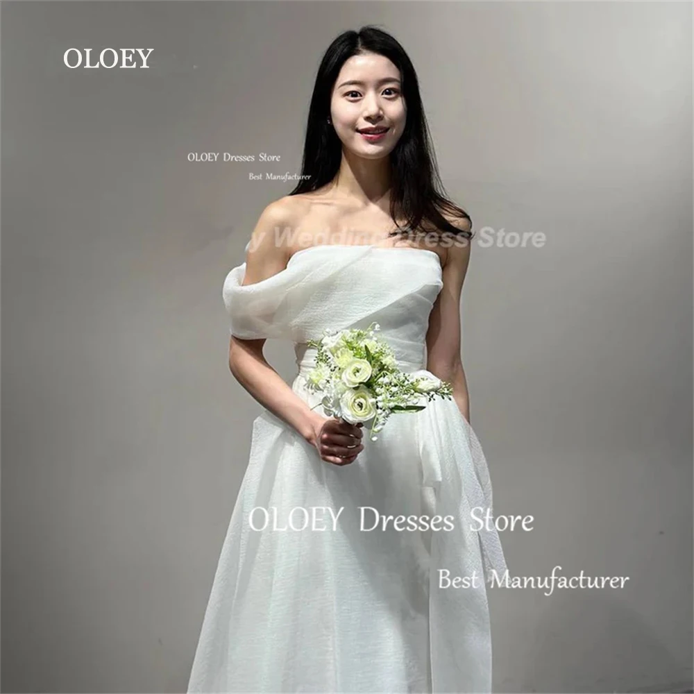 

OLOEY Elegant Ivory Wedding Dresses Corset Korea Photoshoot One Shoulder Tulle Bridal Gowns Floor Length Custom Lace Up/Zipper