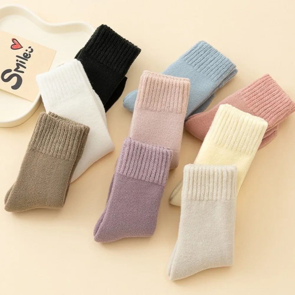 3 pairs Children's Wool Socks Plush Warm Super Thicker Thermal Terry Socks Against Cold Solid Color Winter Socks for Toddlers - Image 5