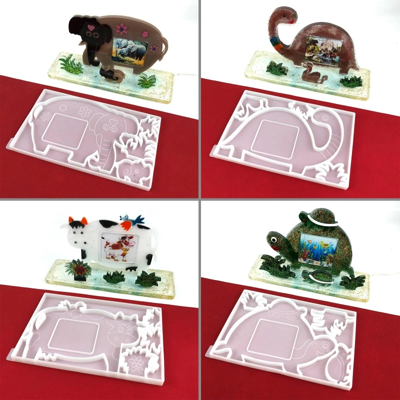 Dinosaur Elephant Photo Frame Ornaments Silicone Molds Suitable for Epoxy Resin Diy Craft Jewelry Making Home Decoration