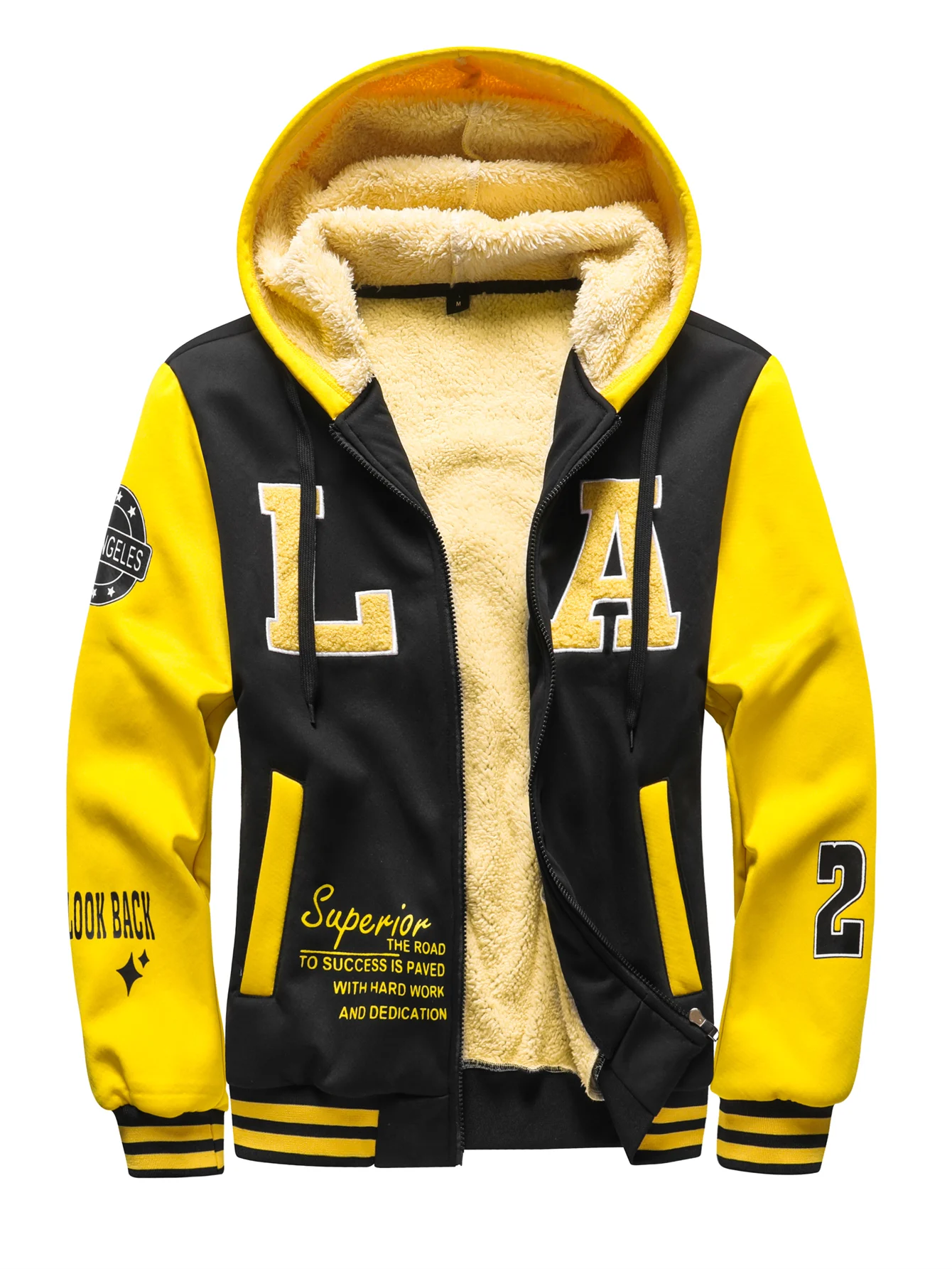 Autumn and Winter Fashion Trendy American Style Sporty Thickened Warm Fleece Hoodie Men's Casual Loose Oversized Hooded Jacket