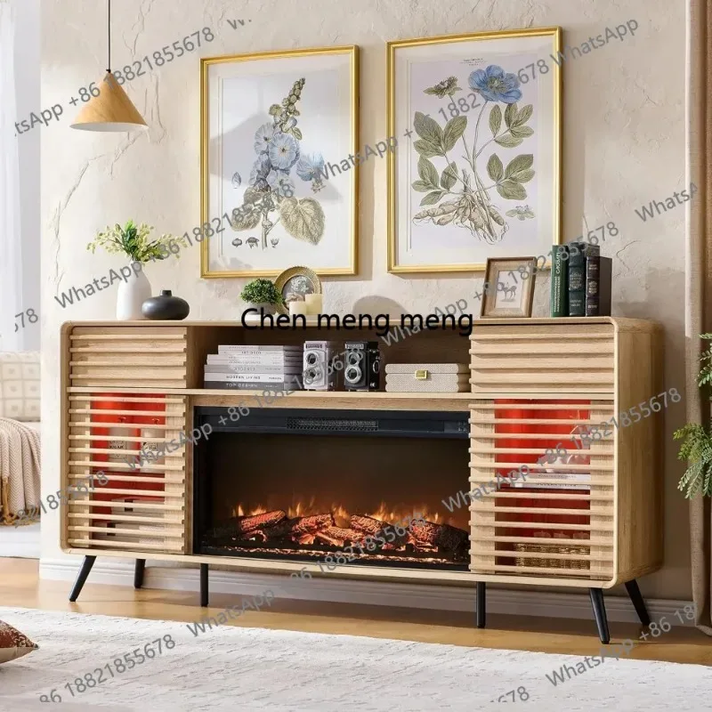 

Тумба под телевизор RedLemon с электрическим камином для ТВ 80 дюймов, развлекательный центр в стиле Mid-Century Modern с 36-дюймовым электрическим камином, на заказ