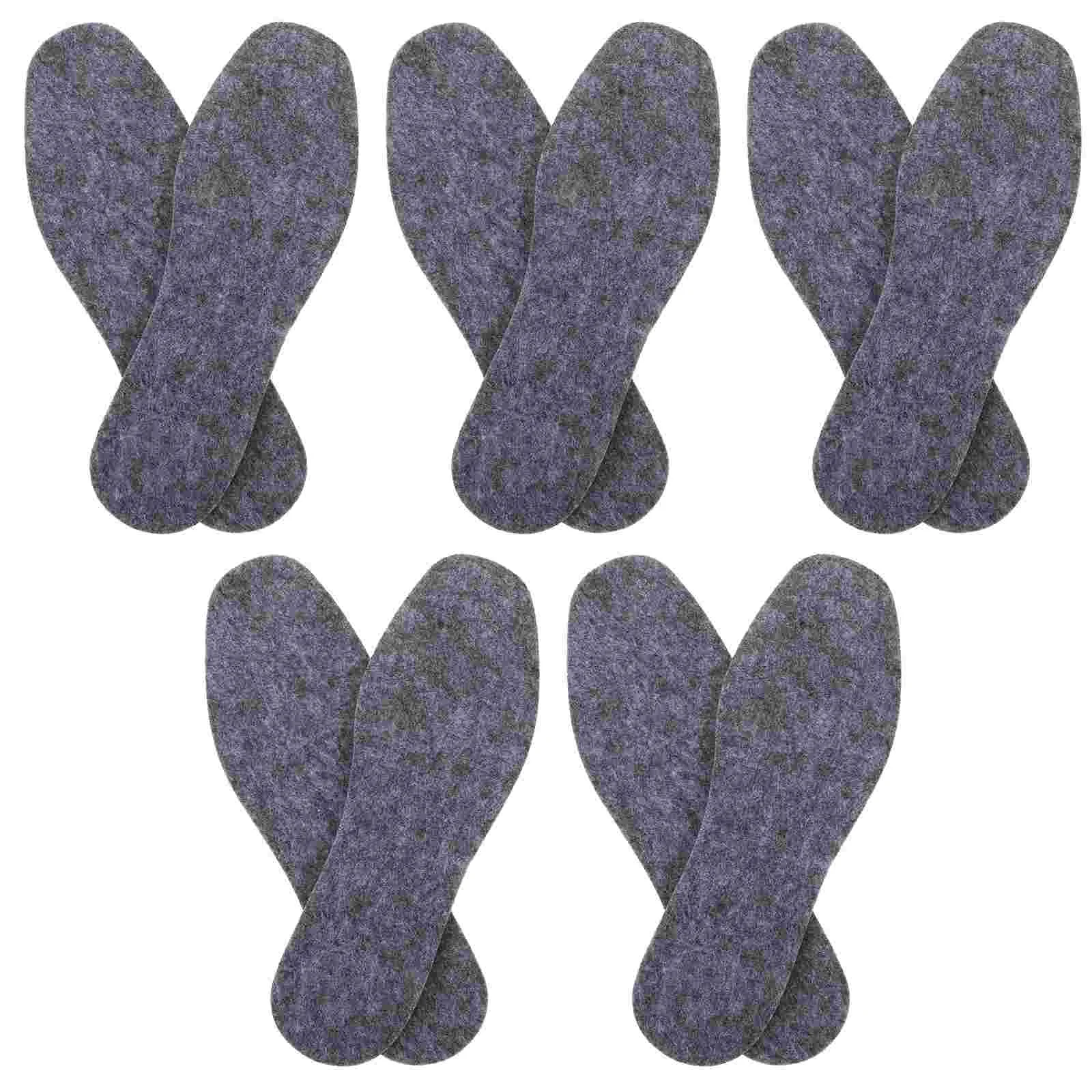 

5 Pairs Liners Wool Felt Insole Comfortable Shoe Insoles Deodorant Pads Men and Women