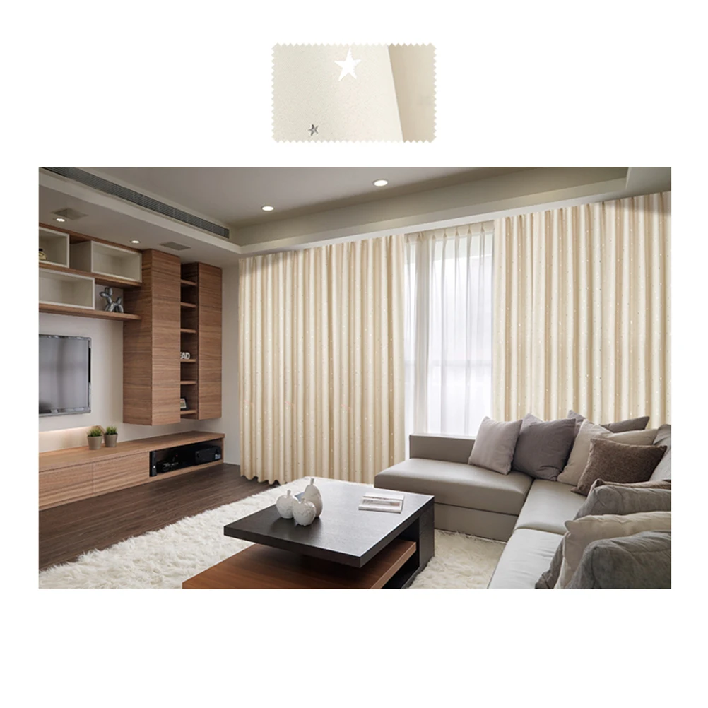 Cortinas opacas de color azul cielo de 100x250cm, cortina de ventana con diseño de estrella, cortinas oscurantes para dormitorio, sala de estar, decoración del hogar